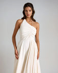Asymmetric Halter Dress - White