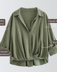 Twisted Hem Shirt - Olive Green