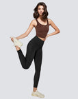 High-Rise Leggings With Side-Pockets - Black
