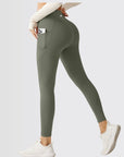 Embrace High Rise Side Pocket Leggings - Olive Green