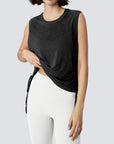 Sheer Sleeveless Cover T-Shirt - Black