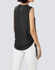 Sheer Sleeveless Cover T-Shirt - Black