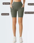 Embrace High Rise Shorts With Pockets - Olive Green