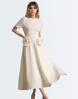 Elegant Flower Dress - Ivory White