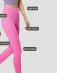 High-Rise Leggings With Side-Pockets - Bright Pink