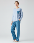 Full Sleeves Cotton Night Suit Set - Blue