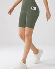 Embrace High Rise Shorts With Pockets - Olive Green
