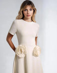 Elegant Flower Dress - Ivory White