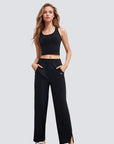 Wide-Legged Comfort Yoga Pants - Black
