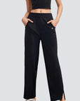 Wide-Legged Comfort Yoga Pants - Black