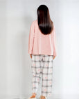 Full Sleeves Cotton Night Suit Set - Pink & Grey