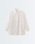 Stylish Pattern Cut-Out Blouse - White