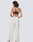 Wide Legged Yoga Pants - Ivory White