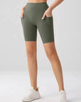 Embrace High Rise Shorts With Pockets - Olive Green