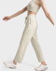 Stylish Activewear Pants With Tie-Up Waist Band - Ivory White