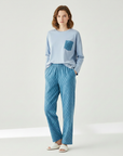 Full Sleeves Cotton Night Suit Set - Blue