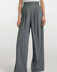 High Waist Striped Pants - Grey