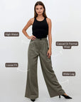 High Rise Wide Chic Pants - Dark Khaki