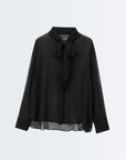 Neck Tie Up Blouse - Black