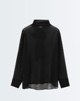Neck Tie Up Blouse - Black