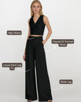 High Rise Wide Legged Essential Pants - Black