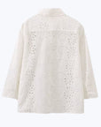 Stylish Pattern Cut-Out Blouse - White