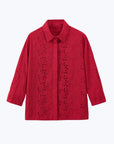 Stylish Pattern Cut-Out Blouse - Red
