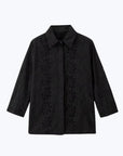 Stylish Pattern Cut-Out Blouse - Black