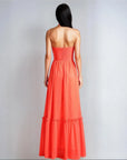 Flower Halter Neck Maxi Dress - Orange
