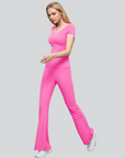 Classic Flare Yoga Pants - Bright Pink