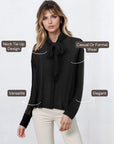 Neck Tie Up Blouse - Black