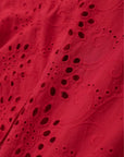 Stylish Pattern Cut-Out Blouse - Red