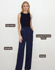 High Waist Pants - Dark Blue