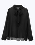Neck Tie Up Blouse - Black