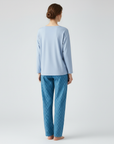 Full Sleeves Cotton Night Suit Set - Blue