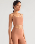 Spaghetti Strap Sports Bra - Beige Brown