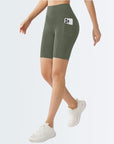 Embrace High Rise Shorts With Pockets - Olive Green