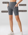 Embrace High Rise Shorts With Pockets - Grey