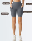 Embrace High Rise Shorts With Pockets - Grey