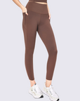 High-Rise Leggings With Side-Pockets - Brown