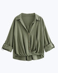 Twisted Hem Shirt - Olive Green