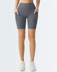 Embrace High Rise Shorts With Pockets - Grey