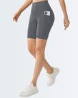 Embrace High Rise Shorts With Pockets - Grey