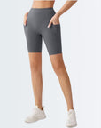 Embrace High Rise Shorts With Pockets - Grey
