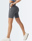 Embrace High Rise Shorts With Pockets - Grey