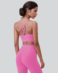 Cross Back Sports Bra - Bright Pink
