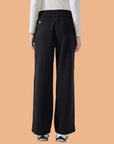 Fleece Lined Wide Legged Pants - Black