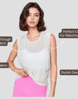 Sheer Sleeveless Cover T-Shirt - Ivory White