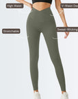 Embrace High Rise V-Waist Leggings - Olive Green