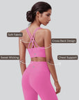 Cross Back Sports Bra - Bright Pink